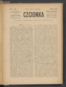 Czcionka : pismo poświęcone sprawom drukarskim. T. II. 1873, nr 45