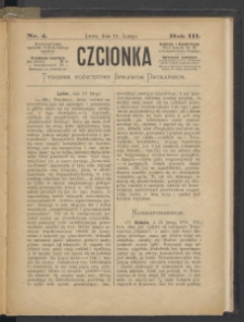 Czcionka : pismo poświęcone sprawom drukarskim. T. III. 1874, nr 4
