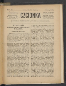 Czcionka : pismo poświęcone sprawom drukarskim. T. III. 1874, nr 11