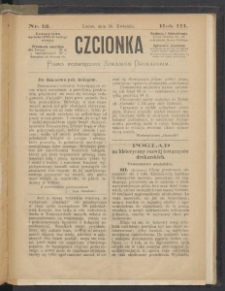 Czcionka : pismo poświęcone sprawom drukarskim. T. III. 1874, nr 12