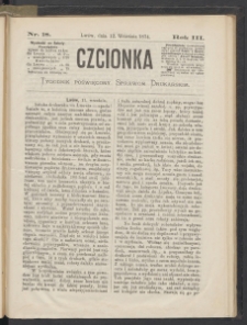 Czcionka : pismo poświęcone sprawom drukarskim. T. III. 1874, nr 18