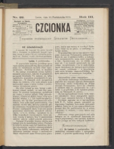 Czcionka : pismo poświęcone sprawom drukarskim. T. III. 1874, nr 22