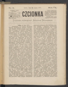 Czcionka : pismo poświęcone sprawom drukarskim. T. IV. 1875, nr 11