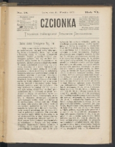 Czcionka : pismo poświęcone sprawom drukarskim. T. IV. 1875, nr 18