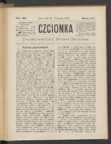 Czcionka : pismo poświęcone sprawom drukarskim. T. IV. 1875, nr 28