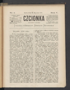 Czcionka : pismo poświęcone sprawom drukarskim. T. V. 1876, nr 4