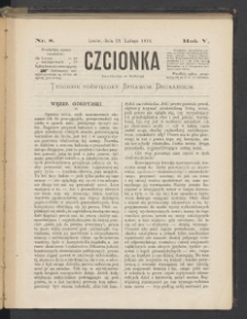 Czcionka : pismo poświęcone sprawom drukarskim. T. V. 1876, nr 9