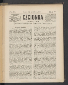 Czcionka : pismo poświęcone sprawom drukarskim. T. V. 1876, nr 14