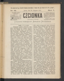 Czcionka : pismo poświęcone sprawom drukarskim. T. V. 1876, nr 35