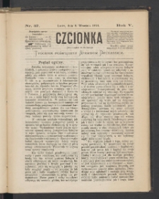 Czcionka : pismo poświęcone sprawom drukarskim. T. V. 1876, nr 37