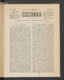 Czcionka : pismo poświęcone sprawom drukarskim. T. V. 1876, nr 45