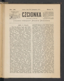 Czcionka : pismo poświęcone sprawom drukarskim. T. V. 1876, nr 48