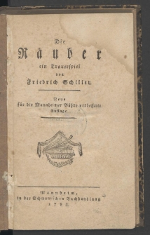 Die Räuber : Trauerspiel / von Friedrich Schiller.