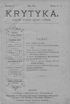 Krytyka. Miesięcznik społeczny, naukowy i literacki. 1896. Maj