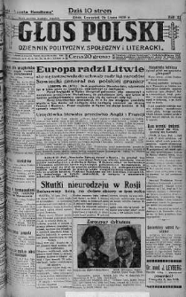Głos Polski : dziennik polityczny, społeczny i literacki 26 lipiec 1928 nr 206