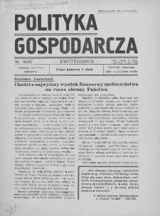 Polityka Gospodarcza 1939 kwiecień/maj nr 86/87