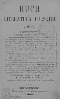 Ruch Literatury Polskiej. 1862. T. 1, z. 1