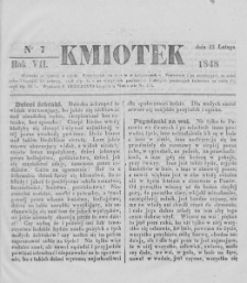 Kmiotek. Pismo czasowe do czytania dla wiejskiego i miejskiego ludu przeznaczone. 1848. Nr 7