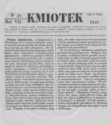 Kmiotek. Pismo czasowe do czytania dla wiejskiego i miejskiego ludu przeznaczone. 1848. Nr 29
