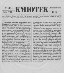 Kmiotek. Pismo czasowe do czytania dla wiejskiego i miejskiego ludu przeznaczone. 1848. Nr 38