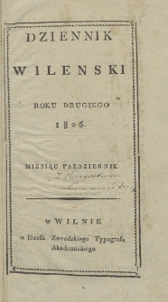 Dziennik Wileński 1806. Październik