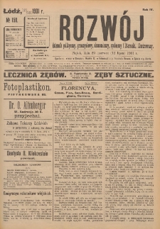 Rozwój : dziennik polityczny, przemysłowy, ekonomiczny, społeczny i literacki, illustrowany. 1901. R. 4. Nr 159