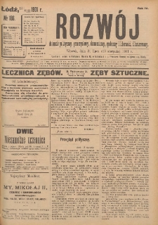 Rozwój : dziennik polityczny, przemysłowy, ekonomiczny, społeczny i literacki, illustrowany. 1901. R. 4. Nr 186