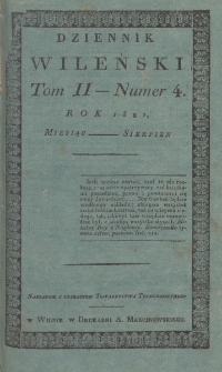 Dziennik Wileński 1821. Sierpień