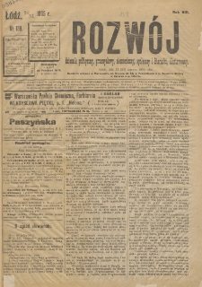 Rozwój : dziennik polityczny, przemysłowy, ekonomiczny, społeczny i literacki, illustrowany. 1905. R. 8. Nr 138