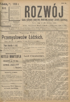 Rozwój : dziennik polityczny, przemysłowy, ekonomiczny, społeczny i literacki, illustrowany. 1900. R. 3. Nr 19