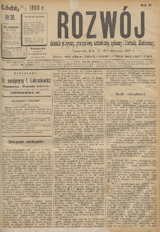 Rozwój : dziennik polityczny, przemysłowy, ekonomiczny, społeczny i literacki, illustrowany. 1900. R. 3. Nr 20