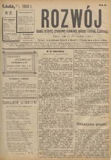 Rozwój : dziennik polityczny, przemysłowy, ekonomiczny, społeczny i literacki, illustrowany. 1900. R. 3. Nr 21