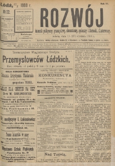 Rozwój : dziennik polityczny, przemysłowy, ekonomiczny, społeczny i literacki, illustrowany. 1900. R. 3. Nr 22