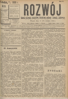 Rozwój : dziennik polityczny, przemysłowy, ekonomiczny, społeczny i literacki, illustrowany. 1900. R. 3. Nr 24
