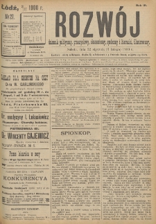 Rozwój : dziennik polityczny, przemysłowy, ekonomiczny, społeczny i literacki, illustrowany. 1900. R. 3. Nr 27