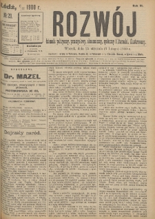 Rozwój : dziennik polityczny, przemysłowy, ekonomiczny, społeczny i literacki, illustrowany. 1900. R. 3. Nr 29