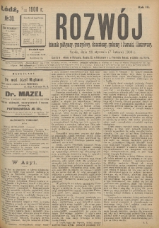 Rozwój : dziennik polityczny, przemysłowy, ekonomiczny, społeczny i literacki, illustrowany. 1900. R. 3. Nr 30