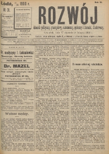 Rozwój : dziennik polityczny, przemysłowy, ekonomiczny, społeczny i literacki, illustrowany. 1900. R. 3. Nr 31