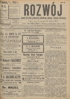 Rozwój : dziennik polityczny, przemysłowy, ekonomiczny, społeczny i literacki, illustrowany. 1900. R. 3. Nr 33