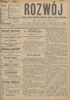 Rozwój : dziennik polityczny, przemysłowy, ekonomiczny, społeczny i literacki, illustrowany. 1900. R. 3. Nr 48