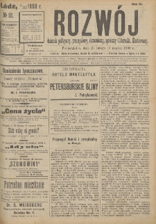 Rozwój : dziennik polityczny, przemysłowy, ekonomiczny, społeczny i literacki, illustrowany. 1900. R. 3. Nr 52