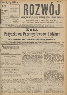 Rozwój : dziennik polityczny, przemysłowy, ekonomiczny, społeczny i literacki, illustrowany. 1900. R. 3. Nr 58