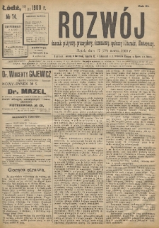 Rozwój : dziennik polityczny, przemysłowy, ekonomiczny, społeczny i literacki, illustrowany. 1900. R. 3. Nr 74