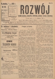 Rozwój : dziennik polityczny, przemysłowy, ekonomiczny, społeczny i literacki, illustrowany. 1901. R. 4. Nr 189