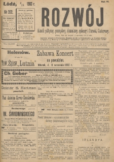 Rozwój : dziennik polityczny, przemysłowy, ekonomiczny, społeczny i literacki, illustrowany. 1903. R. 6. Nr 202