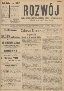 Rozwój : dziennik polityczny, przemysłowy, ekonomiczny, społeczny i literacki, illustrowany. 1903. R. 6. Nr 203