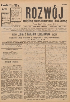Rozwój : dziennik polityczny, przemysłowy, ekonomiczny, społeczny i literacki, illustrowany. 1901. R. 4. Nr 218