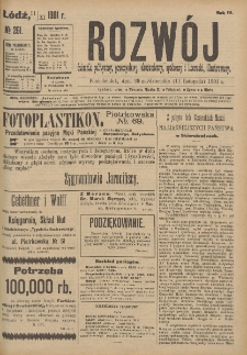 Rozwój : dziennik polityczny, przemysłowy, ekonomiczny, społeczny i literacki, illustrowany. 1901. R. 4. Nr 261