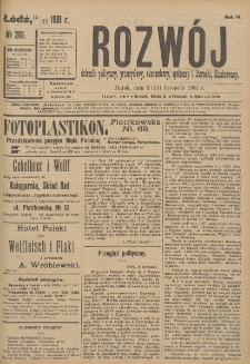 Rozwój : dziennik polityczny, przemysłowy, ekonomiczny, społeczny i literacki, illustrowany. 1901. R. 4. Nr 265