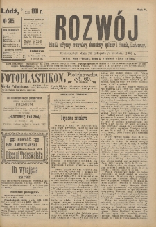 Rozwój : dziennik polityczny, przemysłowy, ekonomiczny, społeczny i literacki, illustrowany. 1901. R. 4. Nr 285